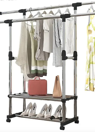 Вешалка стойка для одежды телескоп. double pole dc-0032 (155/75/35см)