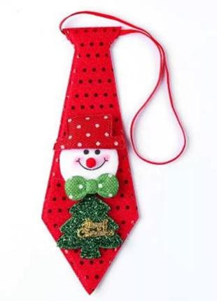 Новорічна краватка зі сніговиком - довжина 24см, ширина 9см