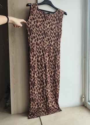 Бутылое платье в облипку анималистичный принт носок облегающее прямом леопард1 фото