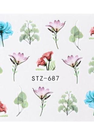 Слайдеры для ногтей цветы - размер стикера 6*5см, инструкция по применению есть в описании товара