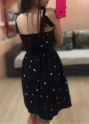 Миле чорне плаття в кольоровий горошок2 фото