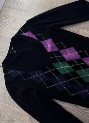 Шикарный шерстяной свитер джемпер кофта с ромбиками6 фото