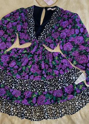 Нереальное платье, платье в цветочный принт, цветы, розы, пышные, объемные рукава, рюши, asos3 фото