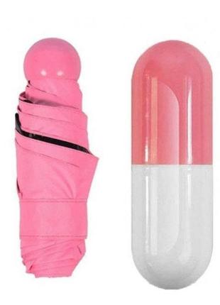 Капсульный зонтик | capsule umbrella | маленький зонт женский | карманный мини зонт. bv-326 цвет: розовый2 фото