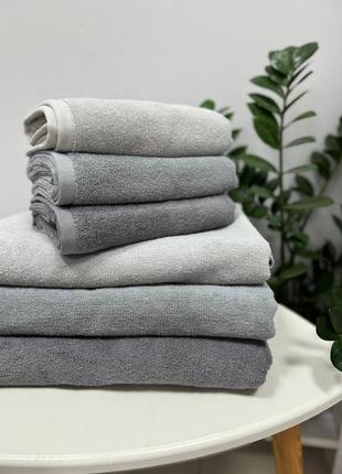 Турецкие полотенца, набор махровых полотенец, банное полотенце,рушитель для лица, для лица,серые полотенца, качественные, из хлопка1 фото