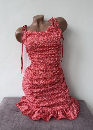 Платье сарафан в цветочный принт на завязках с shein