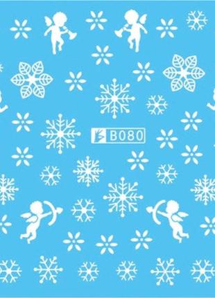 Водные новогодние наклейки снежинки -  размер стикера 6*5см, (инструкция по применению есть в описании товара)