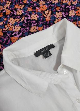 Белая кроппед короткая рубашка оверсайз primark коттон5 фото