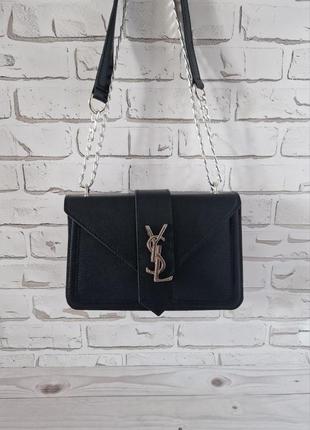 Черная стильная женская сумочка в стиле ysl2 фото