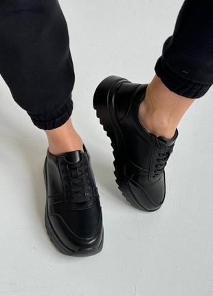 Черные кожаные кеды из натуральной кожи