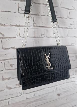 Черная стильная женская сумочка в стиле ysl