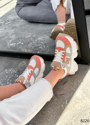Кросівки жіночі nik білі + помаранчевий екошкіра2 фото