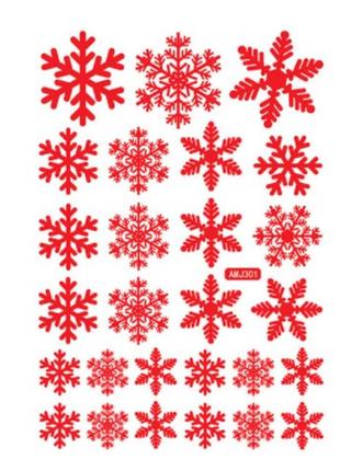 Наклейки снежинки на окна красные - размер стикера 50*35см, в наборе 27 снежинок4 фото