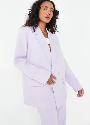 Лиловый двубортный пиджак, жакет, блейзер missguided 22 размер