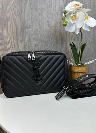Качественная женская мини сумочка клатч ysl черная экокожа, стильная сумка на плечо6 фото