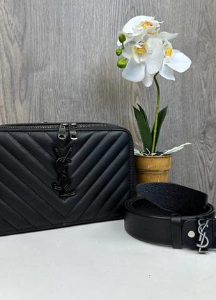 Качественная женская мини сумочка клатч ysl черная экокожа, стильная сумка на плечо7 фото