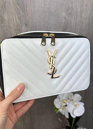 Качественная женская мини сумочка клатч ysl черная экокожа, стильная сумка на плечо