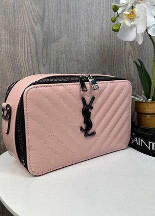 Качественная женская мини сумочка клатч ysl черная экокожа, стильная сумка на плечо