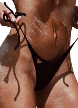 Женские купальные плавки бразилиана черный1 фото