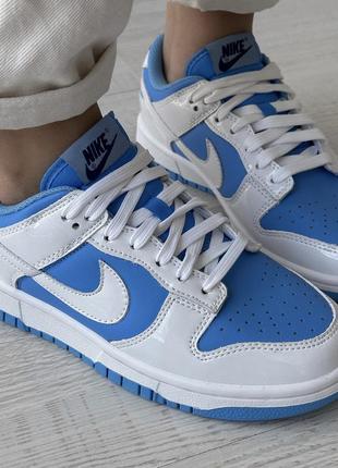 Nike sb dunk blue white(лакована шкіра)