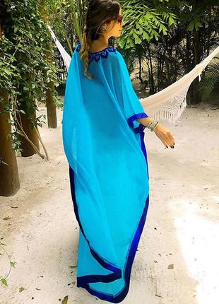 Пляжная туника женская длинная универсальный голубой8 фото