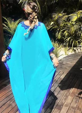 Пляжна туніка жіноча довга універсальний блакитний4 фото