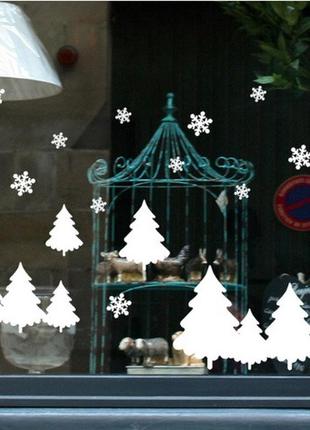 Наклейки на вікна новорічні ялинки розмір наклейки 35*25 см, можна розподіляти за бажанням1 фото