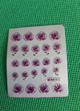 Наклейки для нігтів квітки - розмір стікера 6*5см, інструкція по застосуванню є в описі товару