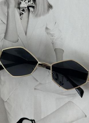 Женские многоугольные очки  серый в золоте  (827)1 фото