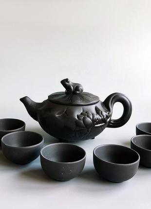 Чайний керамічний набір для китайської чайної церемонії на 6 персон жабеня1 фото