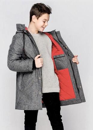 Демисезонная куртка парка пальто серый меланж tm cvetkov 146 см