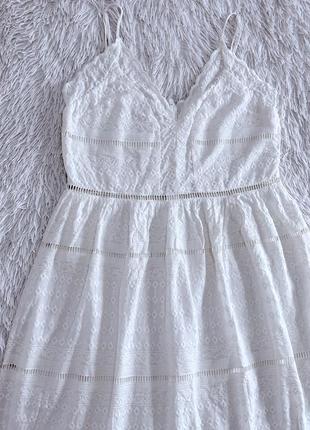 Нежное белое платье h&m из натуральных тканей