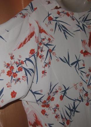 Зручна блузка футболка довга туніка з японським принтом сакура журавлі дуже великий розмір легка2 фото