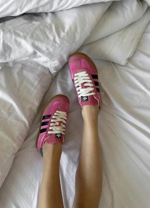 Adidas gazelle x gucci pink green2 фото