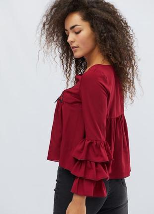 Марсаловая блуза в этническом стиле6 фото