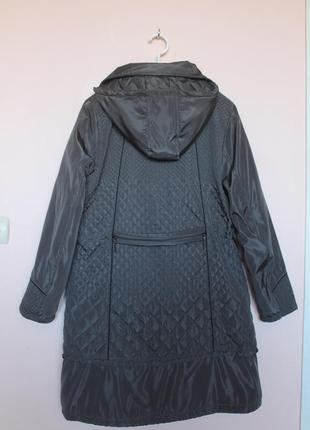 Темно серая демисезонная удлиненная куртка, курточка деми батал, стеганая куртка-пальто 54-56 г.4 фото