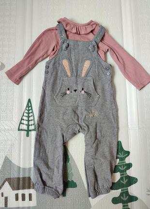 Комбінезон полукомбенізон штани з зайкою боді гольф комплект