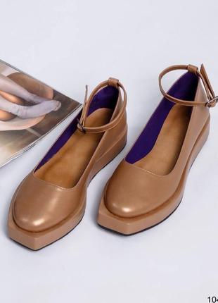 Кожаные женские туфли с ремешком натуральная кожа5 фото