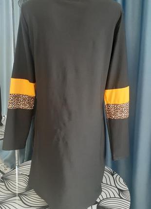 Платье туника черная леопардовая2 фото