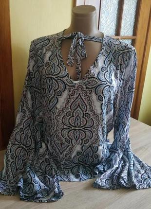 Нежная вискозная блузка в стиле бохо 48-50