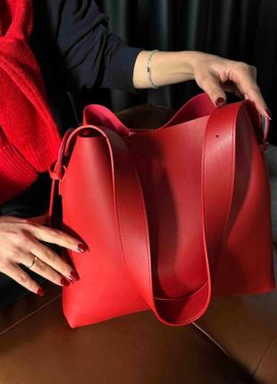 Женская сумка эко-кожа красный,черный,беж9 фото