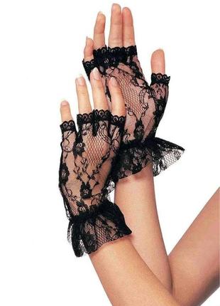 Кружевные перчатки без пальцев leg avenue wrist length fingerless gloves1 фото