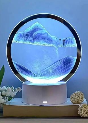 Настольная led лампа ночник rgb песочные часы 3d sandscape. картина подвижный песок.