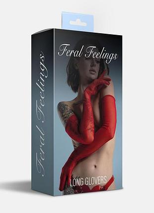 Довгі сітчасті рукавички червоного кольору feral feelings - long glovers, розміри s, м, l