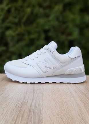 Кроссовки new balance 574 classic белые кожа/сетка7 фото