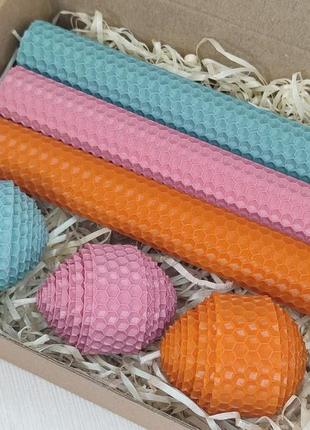 Набор медовых свечей из вощины на пасху, пасхальные свечи