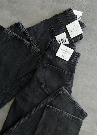 Чорні варені джинси wide leg  high waist від zara, висока посадка, в наявності ✅1 фото