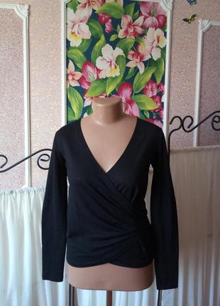 Красивая черная блуза кофточка на запах next.1 фото