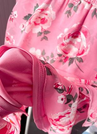 Сукня у квіти рожева шифон хс с4 фото