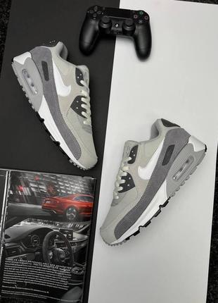 Кроссовки nike air max 90 мужские, кроссовки найк аир макс 90 замшевые серые, найки мужские